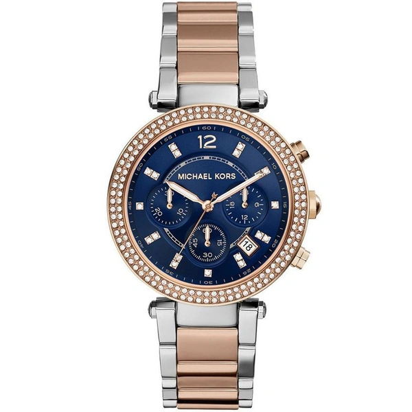Designer Watch Ladies Parker Two-Tone Navy Chronograph Designer Watch Mk6141 (Refurbished