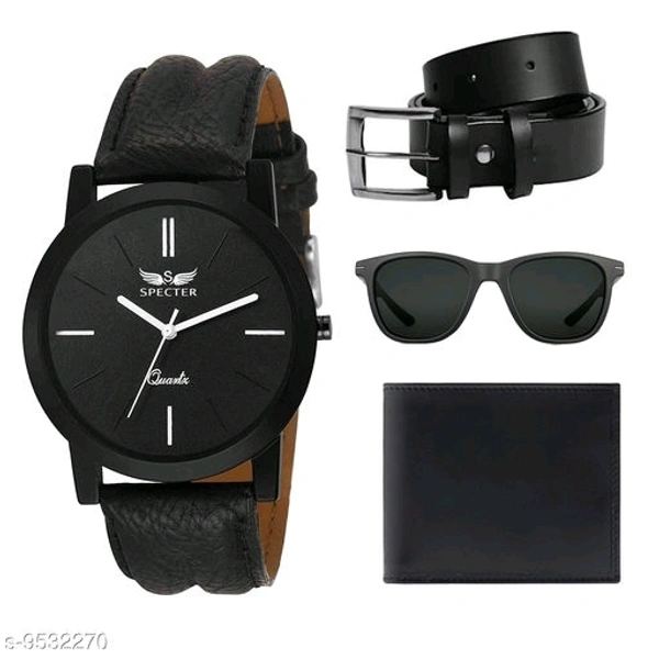 Classic Men Watch Belt Sunglasses & Wallet Combo