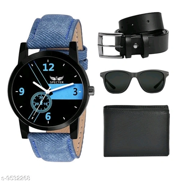 Classic Men Watch Belt Sunglasses & Wallet Combo