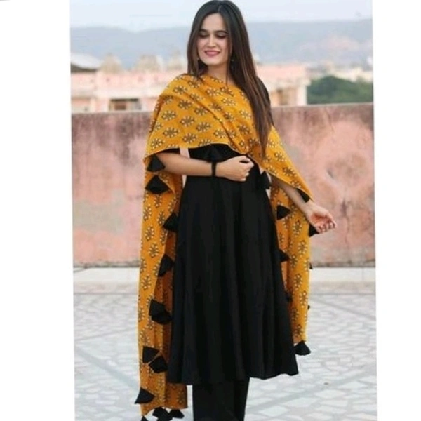 Rayon Solid Long Kurtis With Palazoos And Dupatta