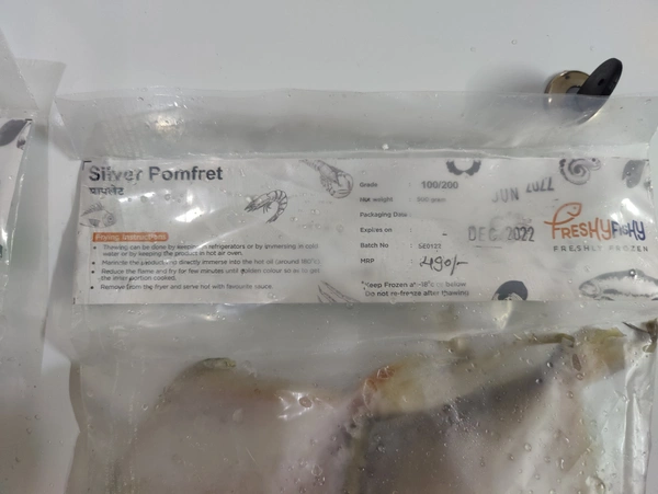 Silvar Pomfret पापलेट - 500GM, Whole With Head 100-150 Grade