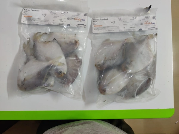 Silvar Pomfret पापलेट - 500GM, Whole With Head 100-150 Grade