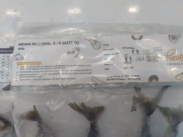 Indian Mackerel बांगडा - 500GM, 6/8 Grade