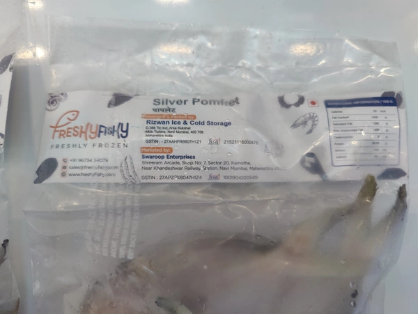 Silvar Pomfret पापलेट - 500GM, Whole With Head 150-200Grade