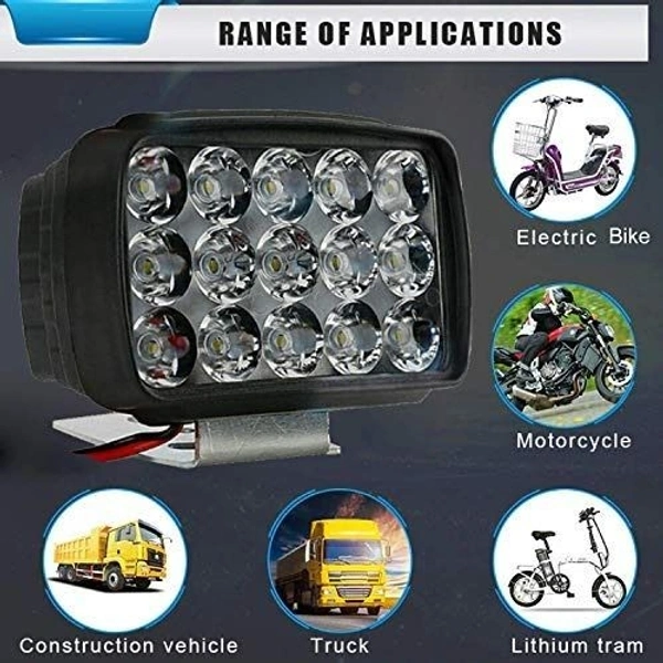 RSCT 15 Led Sport Light Latest Bike Led Light Anti Fog Headlight For All Bikes And Cars - Pack Of 2 - Black