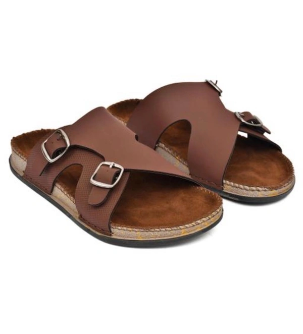 Men Dual Buckle Leather Sandal - IND 7