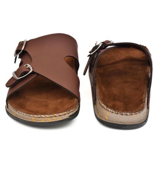 Men Dual Buckle Leather Sandal - IND 8