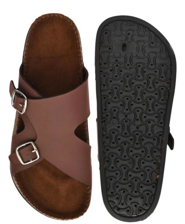 Men Dual Buckle Leather Sandal - IND 6