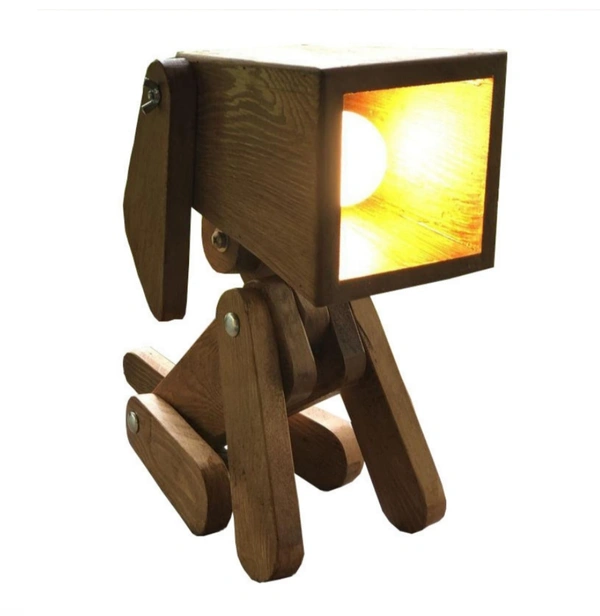 Way Craft  Dog Table Lamp - 12 X 3.3 X 11 Inch, Dark Wood Colour
