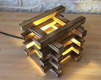 Way Craft  Wooden Lamp  - 12 X 12 X 12 Inch LxWxH, Dark Wood Colour
