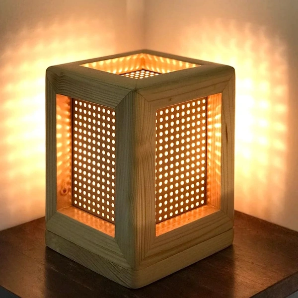 Way Craft  Table Lamp  - 6 X 6 X 12 Inch, Wooden Colour