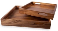 Way Craft  Wooden Trey  - 15 X 10 X 02 Inch LxWxH, Dark Wood