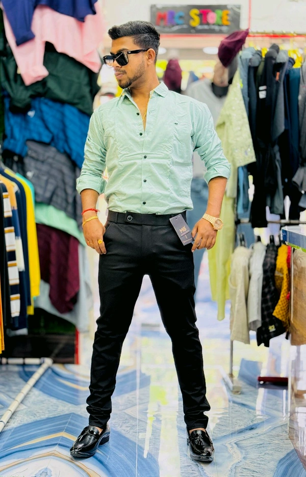 ZARA  FORMAL COMBO ( SATIN SHIRT + FORMAL ADJUSTMENT PANT ) - Mint Green, 10, M