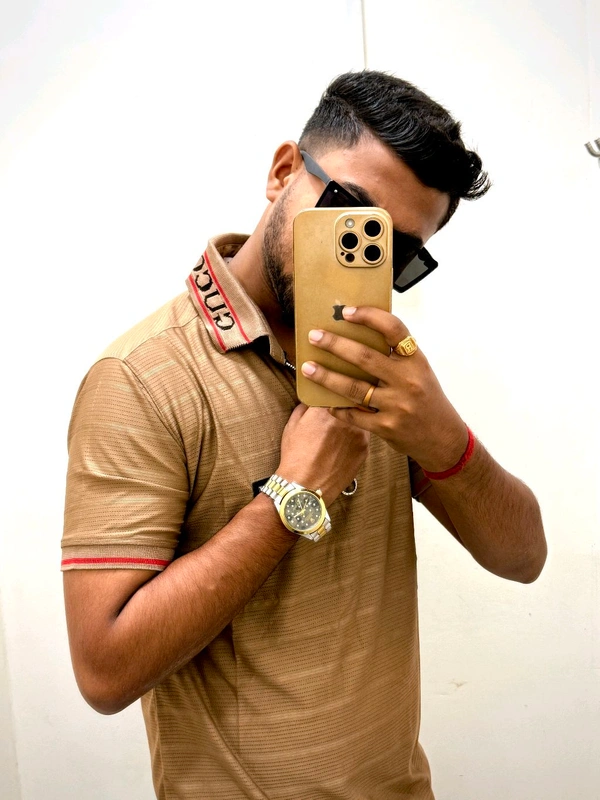 Gucci Balmain coller Half ZIPPER IMP TSHIRT - Brown, L