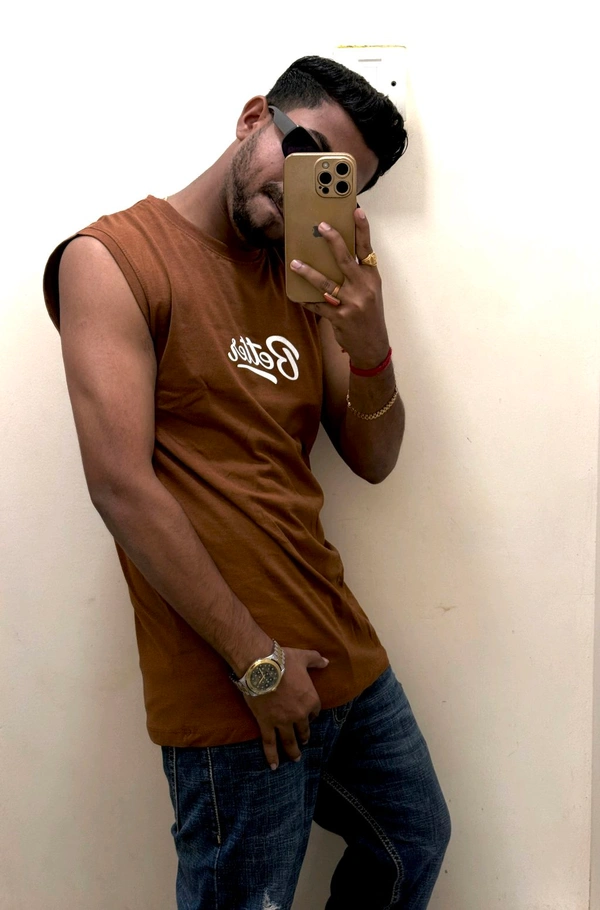 IMP CUT SLEEVE TSHIRT - Brown, M