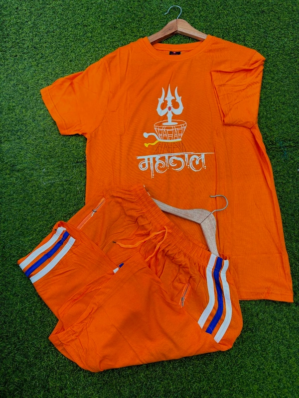 Mahadev T-shirt And Pant Combo  - Vermilion, L