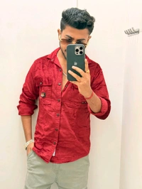 Imp Velvet Winter Shirt - Bright Red, L