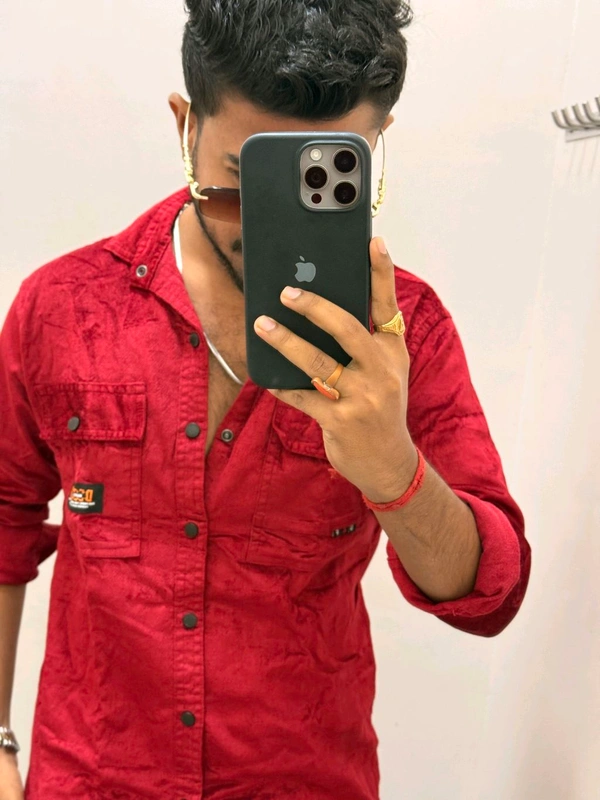 Imp Velvet Winter Shirt - Bright Red, Xl