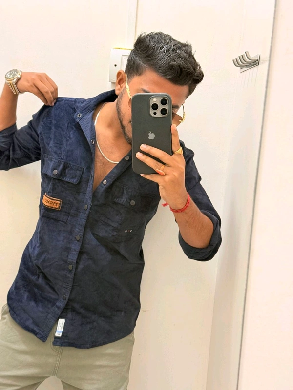 Imp Velvet Winter Shirt - Navy Blue, L