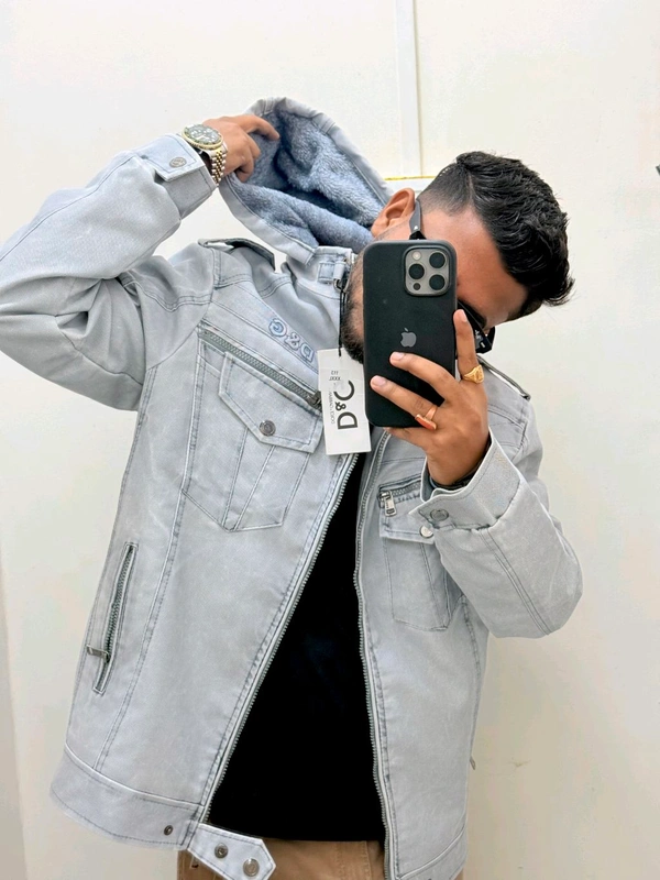 D&G Premium Leather Jacket - Silver, M