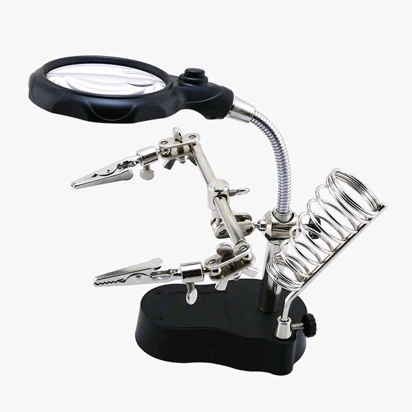 Soldering Iron Stand with LED Light and Multifunctional Magnifier (Magnifying Glass) - Helping Hand for PCB with MG16126/TE-801 Q13 C1