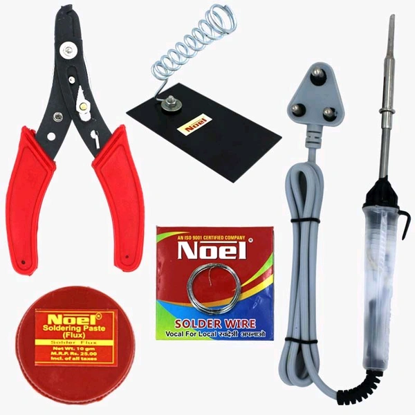 Soldering Kit Combo - Starter Pack for Project work - 25W Iron, Lead, Stand, Flux, Wire Cutter Q13 C1