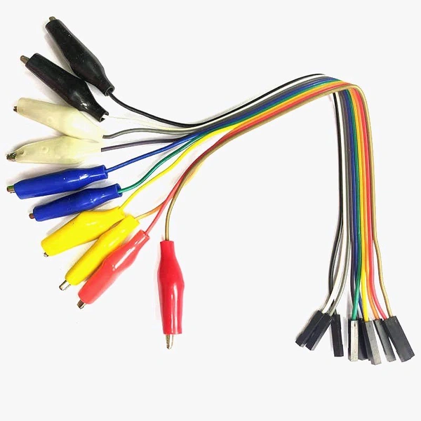 Female Jumper Wires with Alligator Clips (20 cm) - 10pcs Crocodile Dupont Female Connector Q12 C10