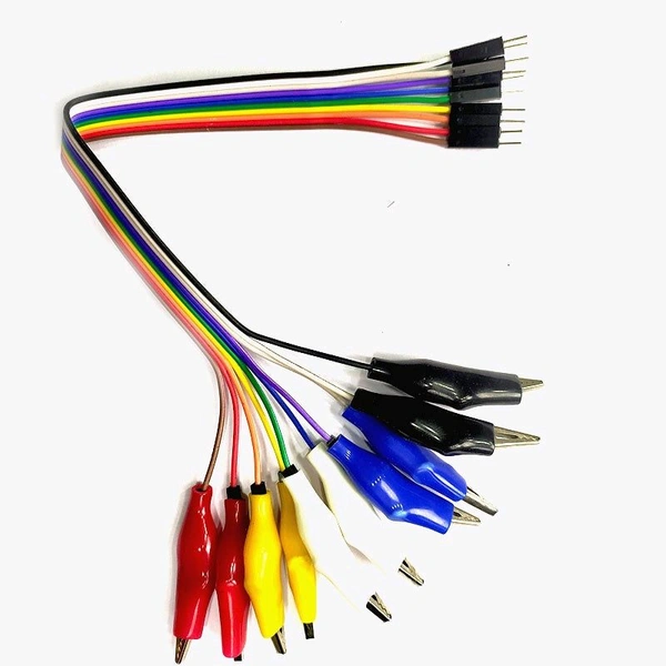 Male Jumper Wires with Alligator Clips (20 cm) - 10pcs Crocodile Dupont Male Connector Q12 C9