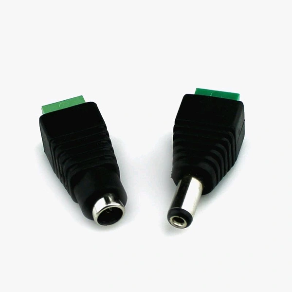 1 Pair Male + Female CCTV Cameras 2.1mm x 5.5mm DC Plug Q12 C12