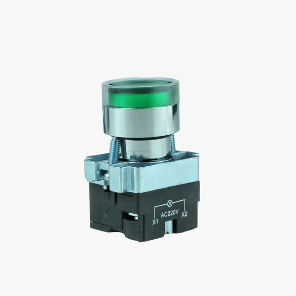 Push Button with Indicator LED - 220VAC GREEN Q12 C1