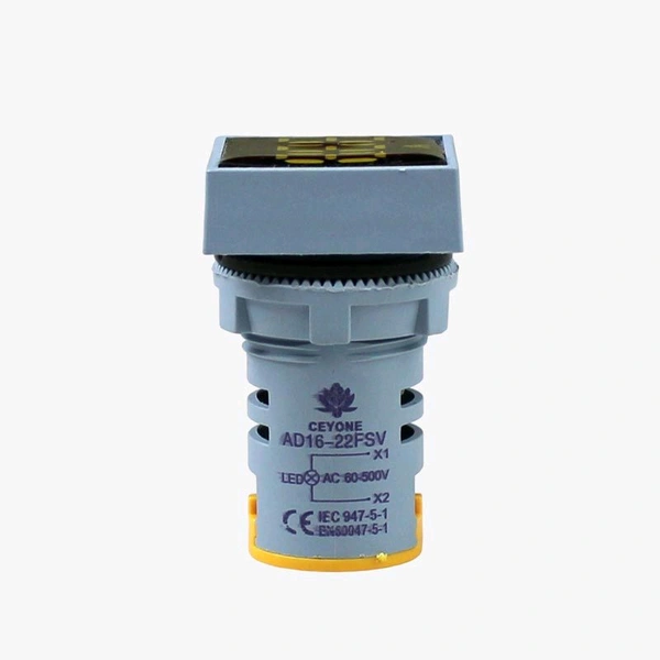 Ceyone AD16-22FSV AC Voltmeter Display Sqaure Yellow 22mm (AC60-500 V) Q12 C5