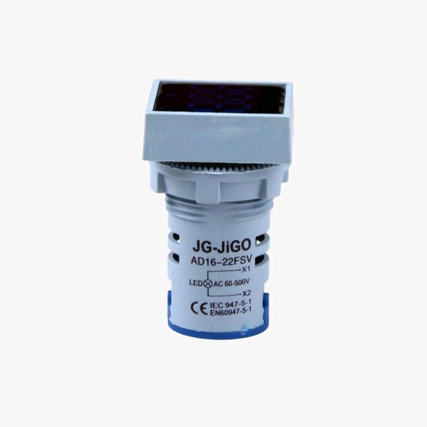 SIBASS AD16-22FSV AC Voltmeter Display Square Blue 22mm (AC60-500 V)