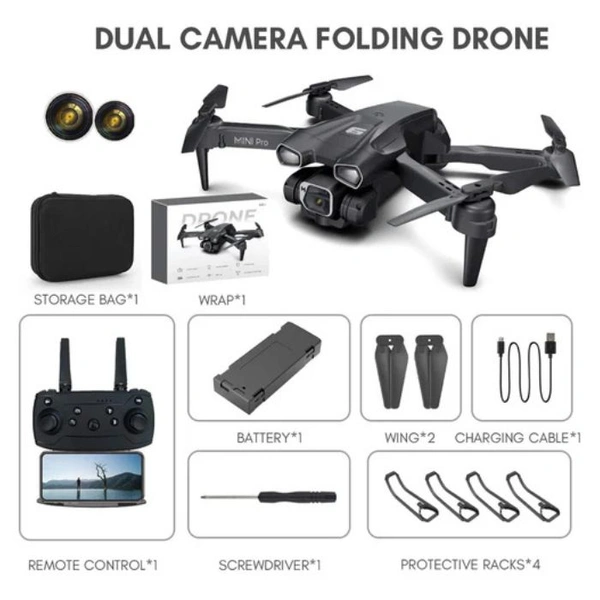 H66 Mini 4K HD Dual-Cam Foldable RC Drone Optical Flow Air Pressure Quadcopter Kits C7 B1