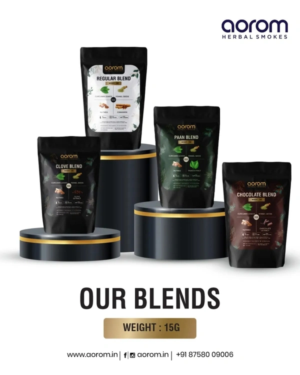 Natural Herbal Smoking Blend- Smoking Medley - All 4 Blends (Each pack  15 Gms) - 100