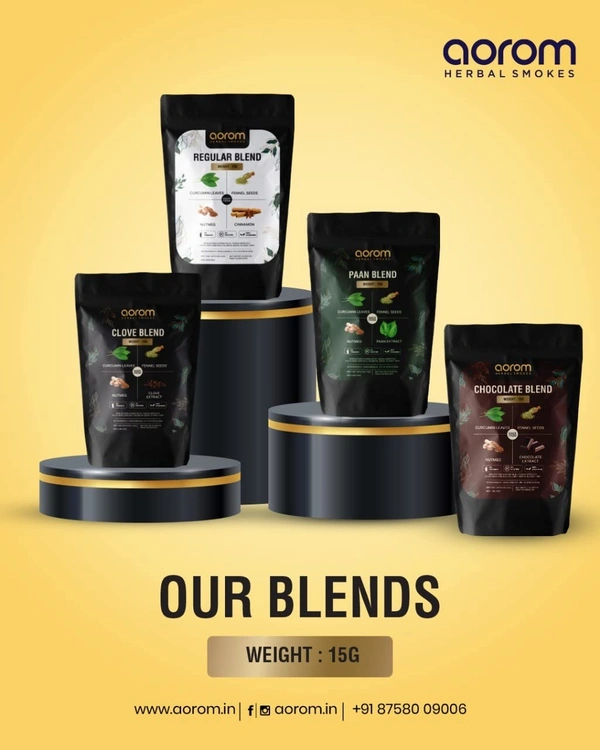 Natural Herbal Smoking Blend- Smoking Medley - All 4 Blends (Each pack  15 Gms) - 100