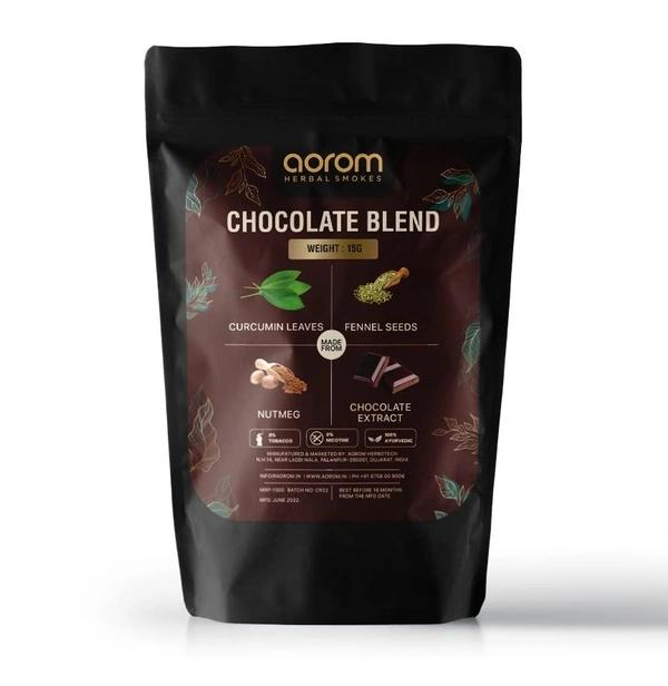 Aorom herbal smokes, Tobacco & Nicotine Free Smoking Mixture With 100% Natural Herbal Smoking Blend Flakes, Roll your Own, 15gm (Chocolate Flavour) - 100