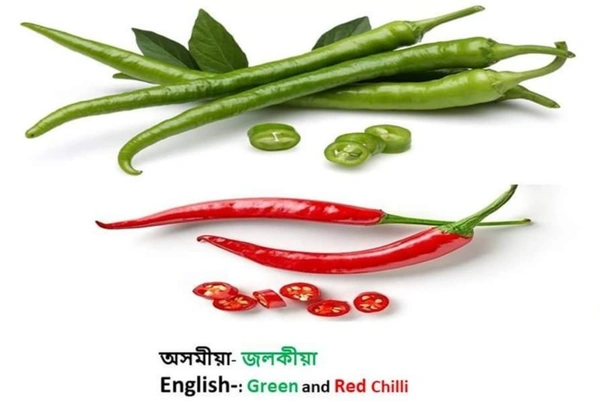  জলকীয়া (Green And Red Chilli) 250 Gram - 250Grm