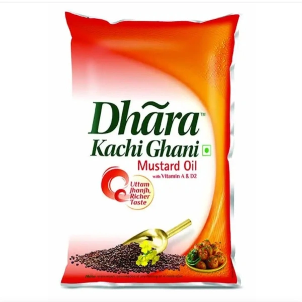 Dhara Kachi Ghani Mustard Oil  - 1Ltr