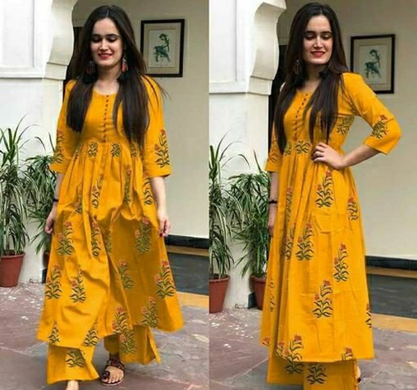 Trendy Woman Kurta set - Yellow, XXL