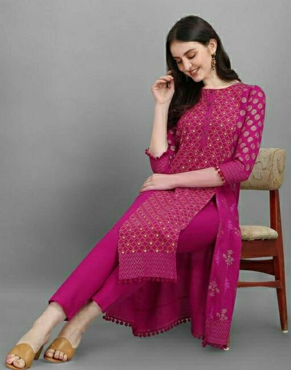 Shital Print  Women’s Gold And Pigment Printed Kurta Set (Black) - M, Rani