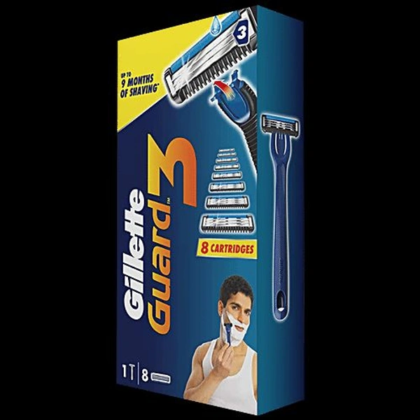 Gillette Guard 3 Shaving Combo (1 Razor + 8 Cartridges)