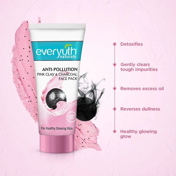 Everyuth Anti Pollution Pink Clay Charcoal Face Wash 50gm