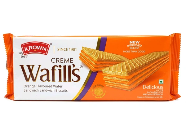 Krown Creme Wafills Orange Flavoured Biscuit 150gm Buy1 Get1 Free