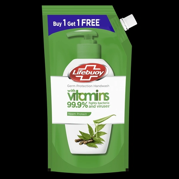 Lifebuoy Germ Protection Handwash With Neem 675ml Protect Buy 1 Get 1 Free - 0.675