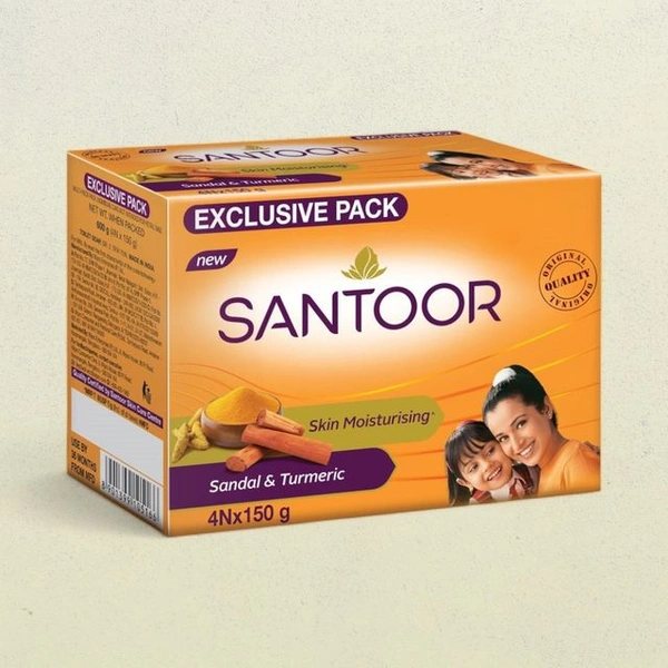 Santoor Skin Moisturising Sandal & Turmeric 4n×150gm - 0.6