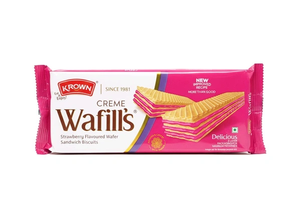 Krown Creme Wafills Strawberry Flavoured Biscuits 150g Buy 1 Get 1 Free