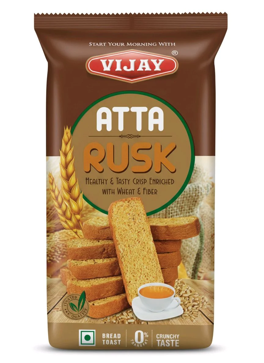 Vijay Atta Rusk Toast 375g | Healthy Crispy Tea Snack