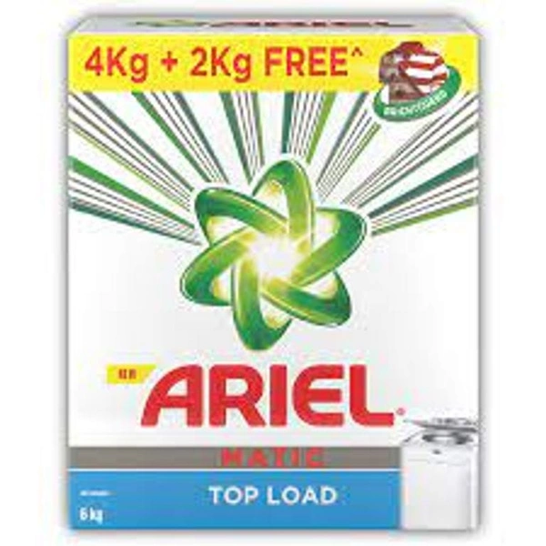 Ariel Top Load Matic Detergent Powder 4kg kg+1.8kg Free + Free Ariel Liquid 500ml - 6.0