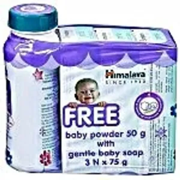 Himalaya Gentle Baby Soap 75G Pack Of 3 (Free Baby Powder 50Gm)