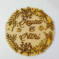Round Floral  Nameboard  - 15", Mdf Base
